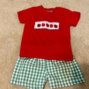 Smockingbird Apples Smocked Shorts Set